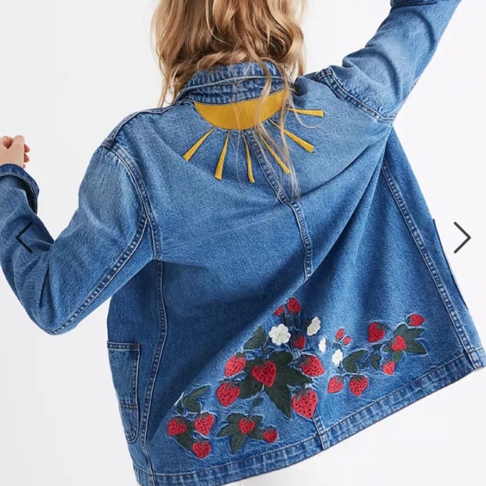 Madewell Strawberry Embroidered Workwear Jacket XL